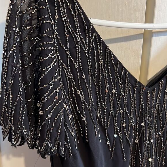 J Kara Women's Hanky Hem Short Beaded Wedding Guest Mother Fall Formal Dress 10 - Picture 3 of 4